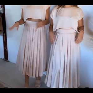 Ivory linen skirt and cropped top set